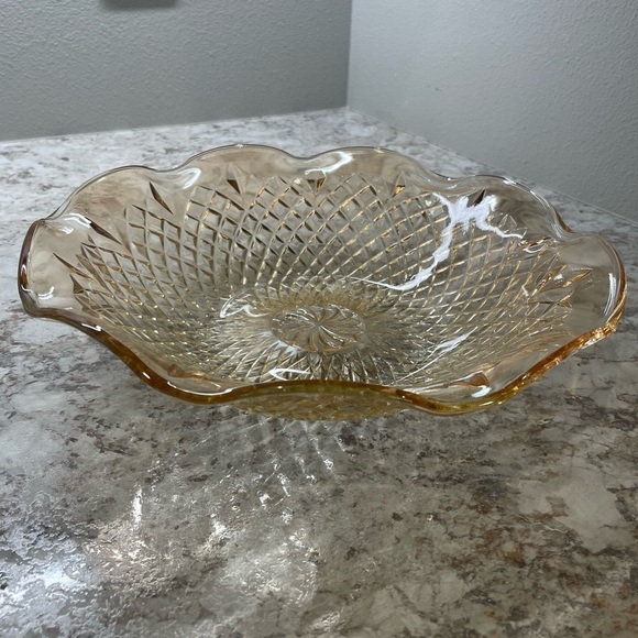 Other - Vintage Yellow/Gold glass 10” decorative bowl